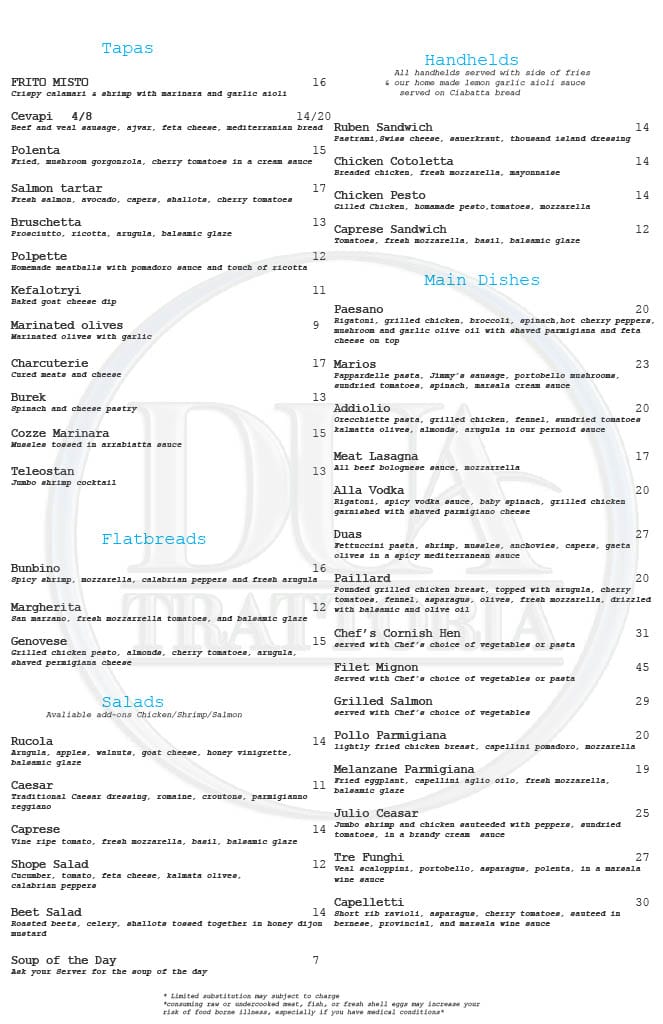 Menus Dua Trattoria